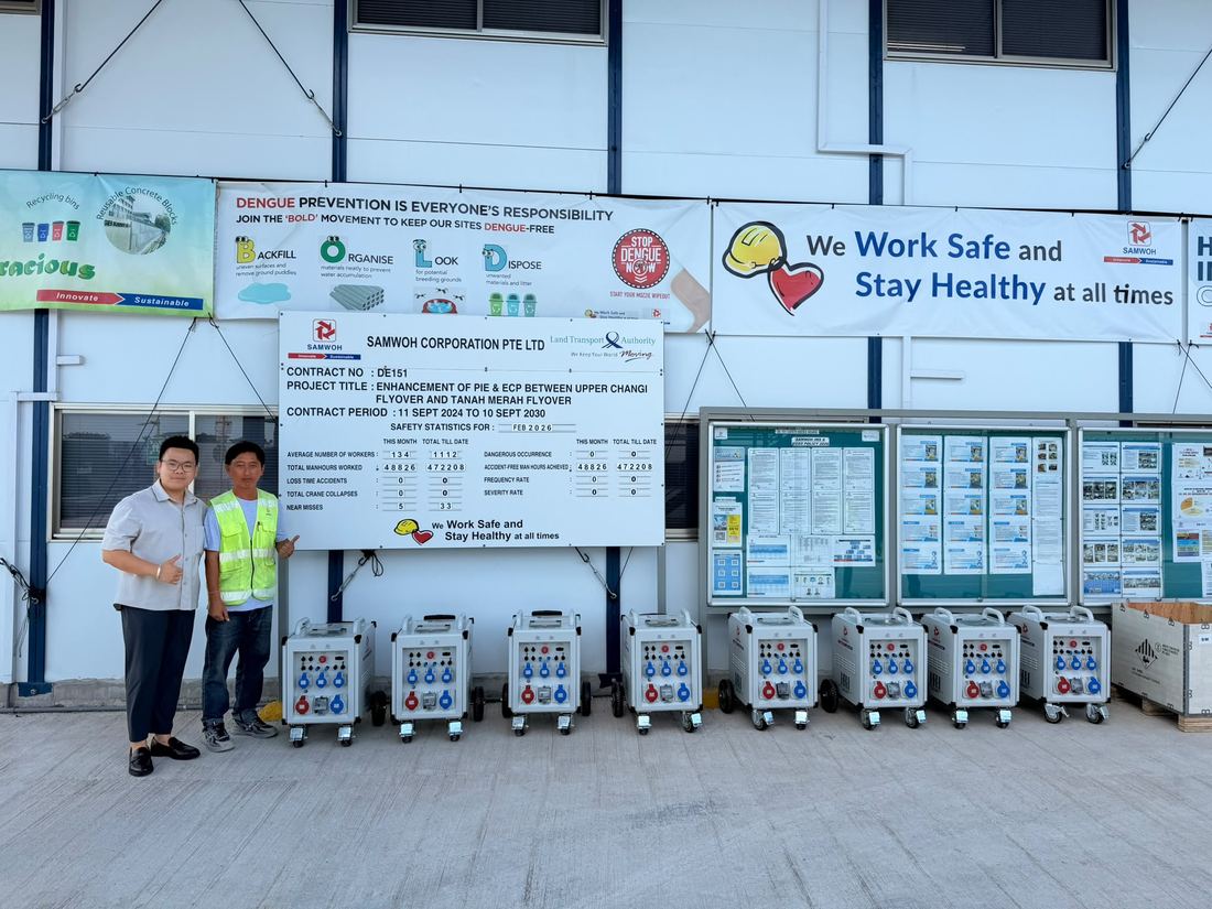 Fleet of EH-Series portable battery energy storage units prepared for site deployment