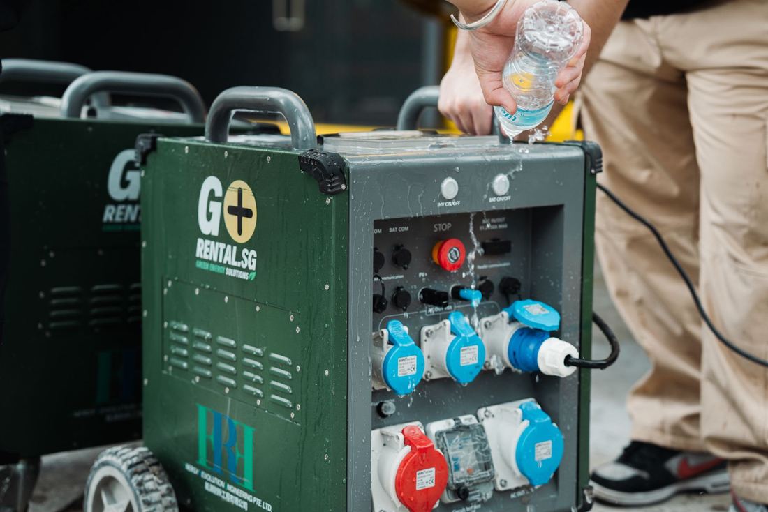 EH-Series IP54 rated enclosure being tested against water splashes