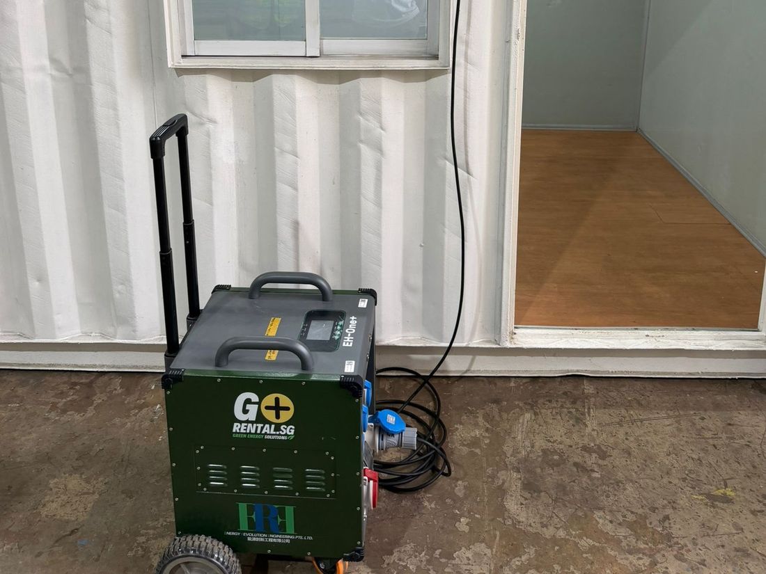 EH-One+ battery energy storage system powering a containerised site office in Singapore
