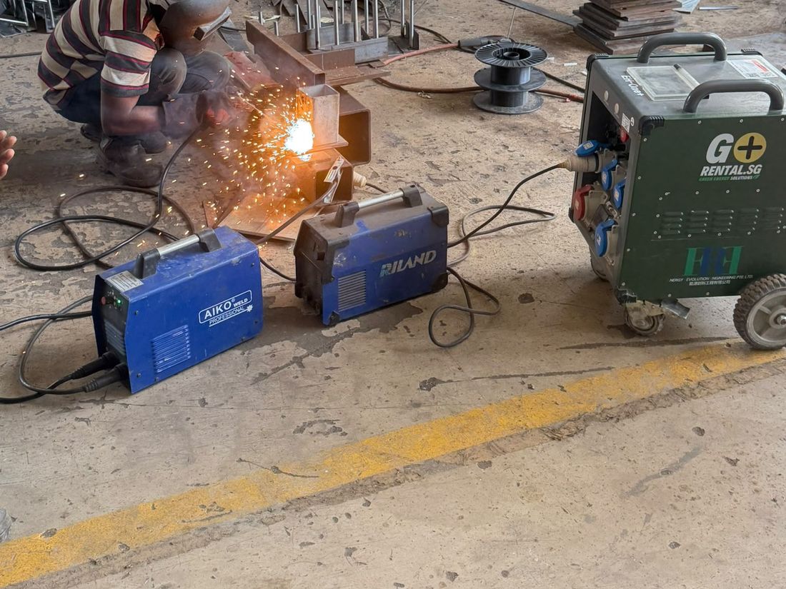 EH-One+ battery energy storage system powering welding machines for Signmechanic Engineering